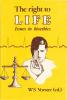 Brown lettering on yellow background, with book title at top, and graph line horizontally across, with a brown line drawing of the scales of justice and a line drawing of a scientist holding in one hand a test tube while peering directly into its contents. The author's name  is placed at the bottom right.